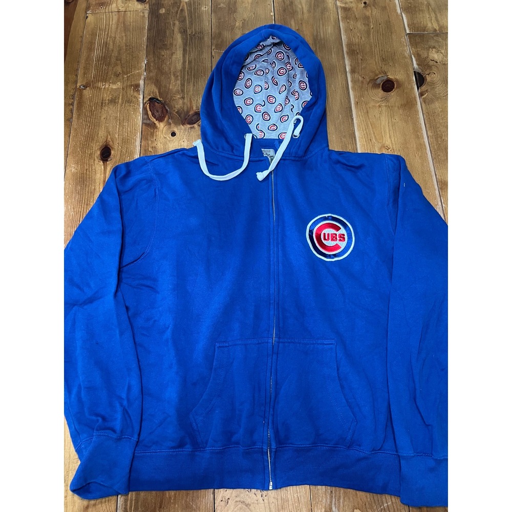 Soft As A Grape Chicago Cubs MLB Full Zip Hoodie Blue Embroidered Logo Size 3